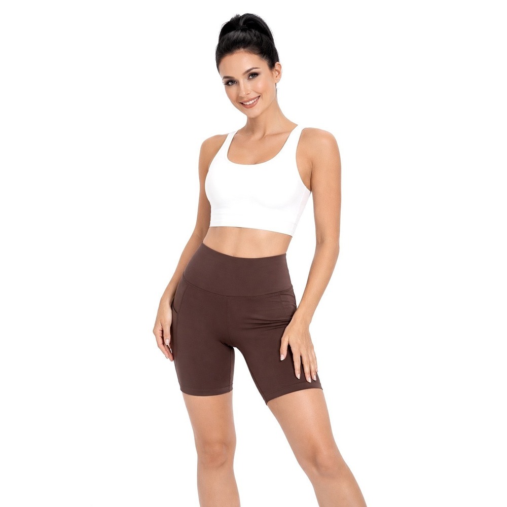 Nike One Dri Fit Brown Athletic Shorts M Pockets Activewear‎ Bodycon 101-08